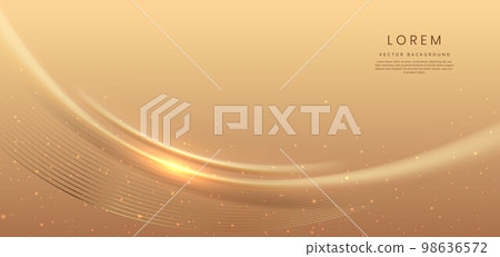 Abstract gold curved background with lighting effect and sparkle with copy space for text. Luxury design style. Abstract gold curved background with lighting effect and sparkle with copy space for text. Luxury design style. 98636572