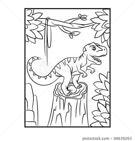 Dinosaur coloring page. Kids preschool activity coloring template 98639263