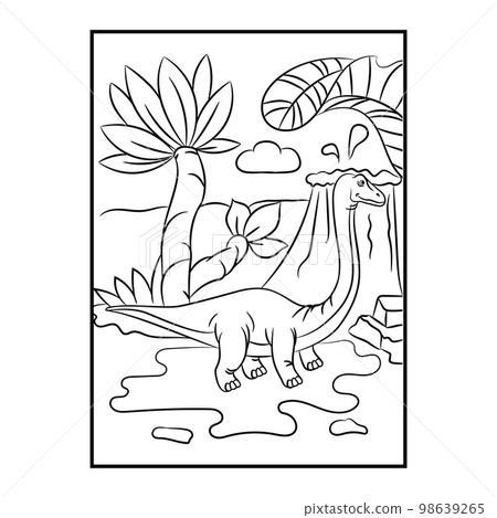 Dinosaur coloring page. Kids preschool activity coloring template 98639265