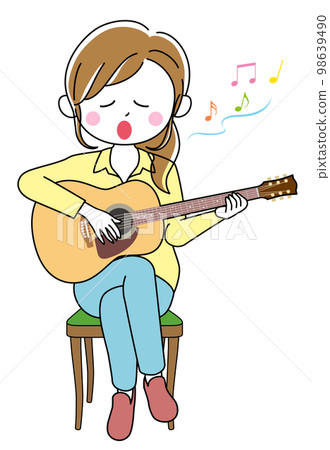 woman playing guitar 98639490