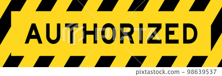 Yellow and black color with line striped label banner with word authorized 98639537
