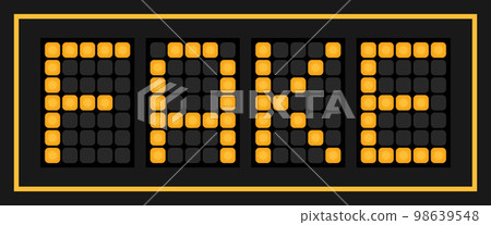 Orange color led banner in word fake on black background Orange color led banner in word fake on black background 98639548