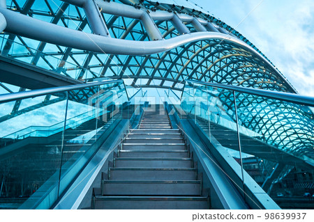 Tourist landmark Peace Bridge over the Mtkvari River in the city of Tbilisi Tourist landmark Peace Bridge over the Mtkvari River in the city of Tbilisi 98639937