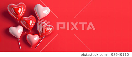 Valentine's Day illustration with a red 3D heart on a banner background Valentine's Day illustration with a red 3D heart on a banner background 98640110