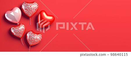 Valentine's Day illustration with a red 3D heart on a banner background Valentine's Day illustration with a red 3D heart on a banner background 98640115