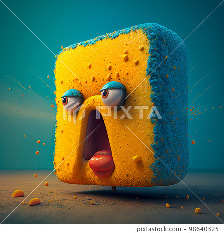 A Sponge Character with a Wild Expression and its Mouth Wide open, Exudes a Sense of Surprise, Shock, and Craziness A Sponge Character with a Wild Expression and its Mouth Wide open, Exudes a Sense of Surprise, Shock, and Craziness 98640325