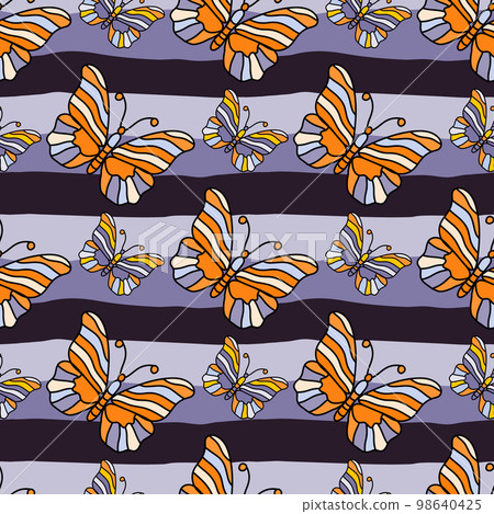 Seamless pattern with stylized butterflies. Seamless pattern with stylized butterflies. 98640425