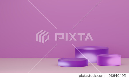 Product display podium background. Purple frosted glass pedestal. Stand to show cosmetic products background. Product display podium background. Purple frosted glass pedestal. Stand to show cosmetic products background. 98640495
