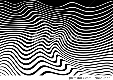 Abstract Black and White Wavy Lines Pattern. 3D Illusion Effect. 98640536