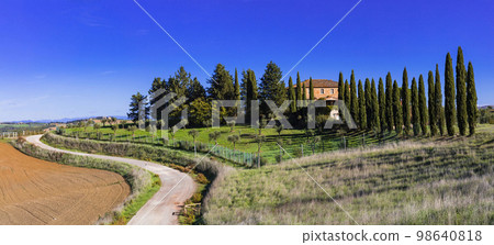 Traditional scenic coutryside and rural scenery of Tuscany. Italy Traditional scenic coutryside and rural scenery of Tuscany. Italy 98640818