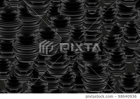 Black Isometric Concentric Ring Seamless Pattern 98640936