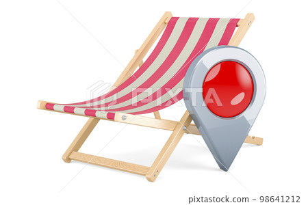 Deckchair with map pointer. 3D rendering Deckchair with map pointer. 3D rendering 98641212