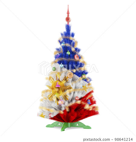 Filipino flag painted on the Christmas tree, 3D rendering 98641214