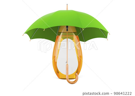 Shampoo bottle under umbrella, 3D rendering Shampoo bottle under umbrella, 3D rendering 98641222