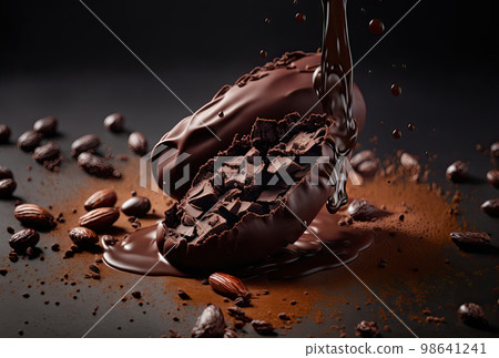 可可豆和融化的巧克力 98641241