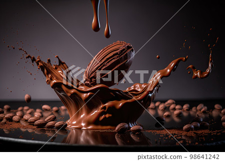可可豆和融化的巧克力 98641242