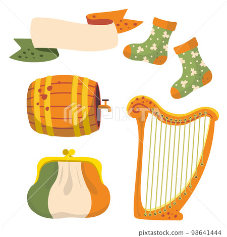 st patrick illustration set harp purse irish flag keg st patrick illustration set harp purse irish flag keg 98641444