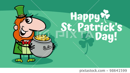 Saint Patrick Day design with cartoon Leprechaun with gold Saint Patrick Day design with cartoon Leprechaun with gold 98641599