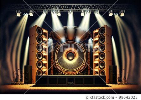 Concert stage with power sound system and lights. Generative Ai 98642025