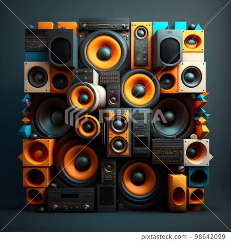 Big power sound speaker system. Generative Ai 98642099