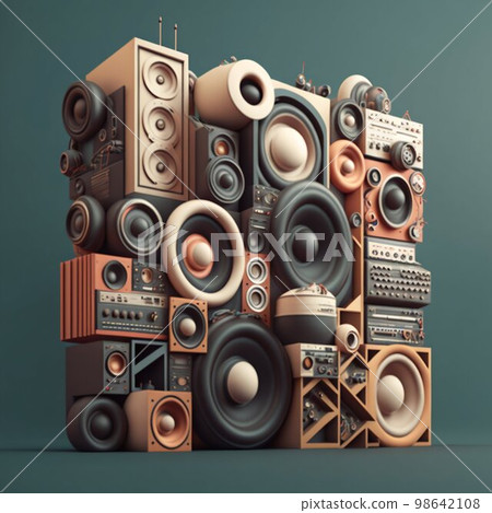 Big power sound speaker system. Generative Ai 98642108