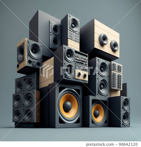Big power sound speaker system. Generative Ai 98642120