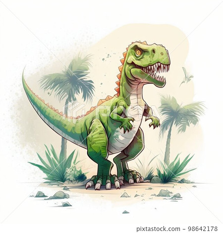 Dinosaur cartoon illustration. Generative Ai. 98642178