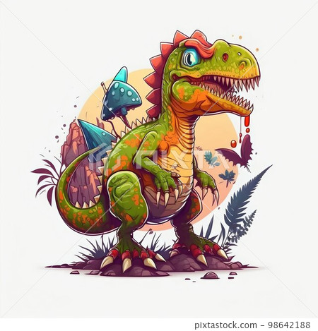 Dinosaur cartoon illustration. Generative Ai. 98642188