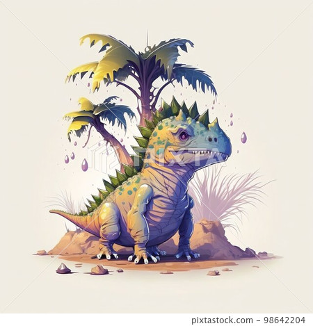 Dinosaur cartoon illustration. Generative Ai. Dinosaur cartoon illustration. Generative Ai. 98642204