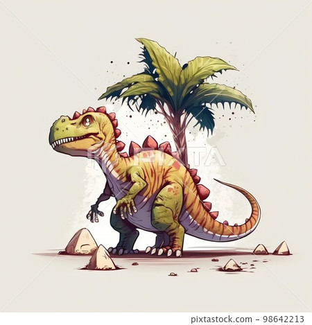 Dinosaur cartoon illustration. Generative Ai. Dinosaur cartoon illustration. Generative Ai. 98642213