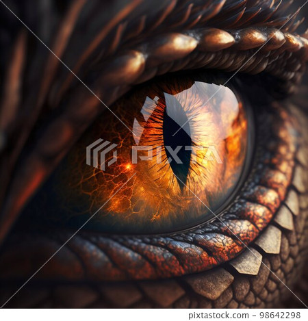 Dragon reptile eye closeup. Generative AI Dragon reptile eye closeup. Generative AI 98642298