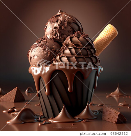 Chocolate ice cream. Generative AI 98642312