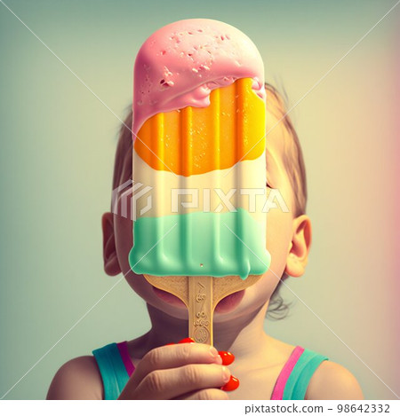 Ice cream rainbow popsicle. Generative AI. 98642332