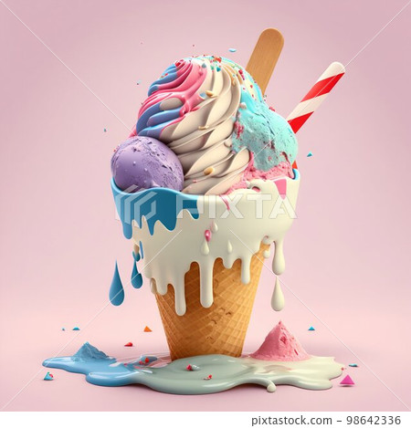 Ice cream creamy. Generative AI 98642336