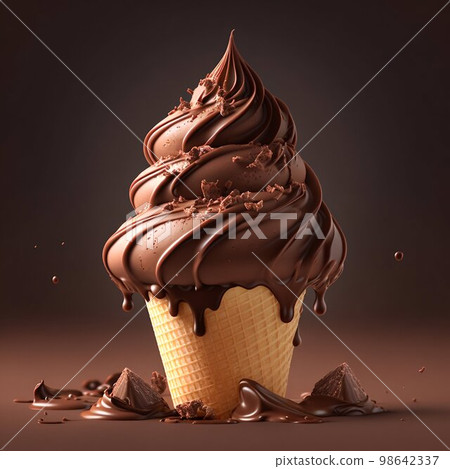 Chocolate ice cream. Generative AI 98642337