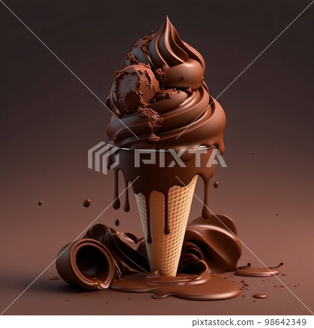 Chocolate ice cream. Generative AI 98642349