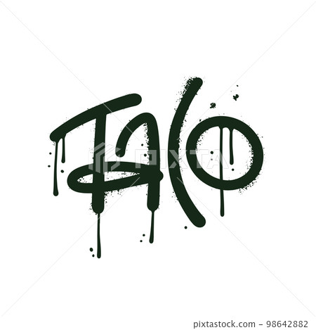 Urban Graffiti spray paint Word Taco Isolated. Vector tectured illustration. 98642882