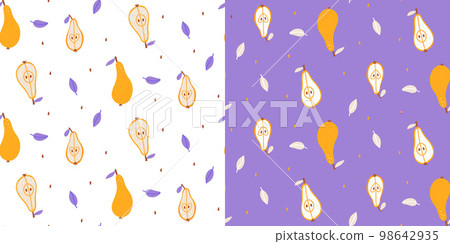 Seamless pattern with pears, seed and leaves on... - Stock Illustration ...