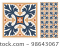 Portuguese floor ceramic tiles azulejo design, mediterranean pattern 98643067