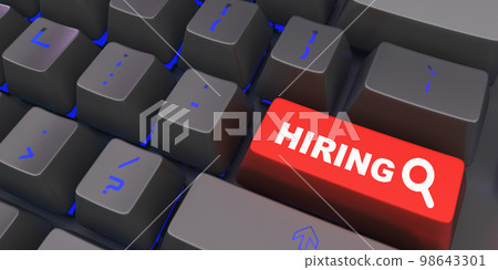 Black Keyboard with hiring job button 3d render image Black Keyboard with hiring job button 3d render image 98643301