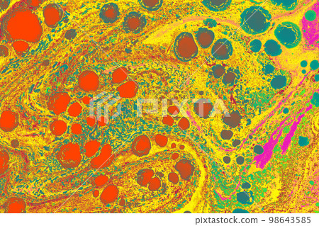 Abstract marble pattern with circle. Traditional art of Ebru marbling Abstract marble pattern with circle. Traditional art of Ebru marbling 98643585