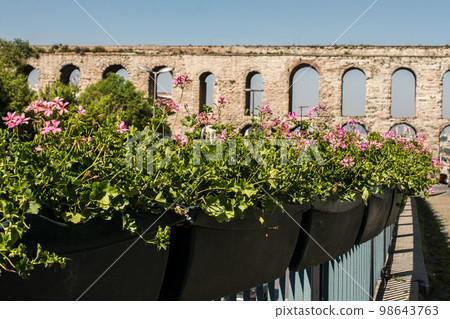 Historical aquedect in Fatih, Istanbul in display 98643763
