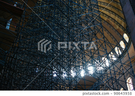 The Interior of the Hagia Sophia with columns Istanbul Turkey The Interior of the Hagia Sophia with columns Istanbul Turkey 98643938
