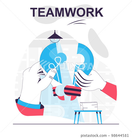 Teamwork isolated cartoon concept. Generation new ideas, business innovation, collaboration people scene in flat design. Vector illustration for blogging, website, mobile app, promotional materials. 98644581