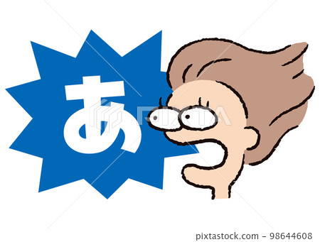 Person_Face_Surprised_Woman_Speech Bubble_Bakudan Blue_Serif White_A 98644608