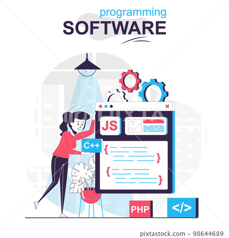 Programming software isolated cartoon concept.... - Stock Illustration ...