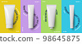 Cover of social media photorealistic set of creams on colored backgrounds conceptual layout of a 98645875