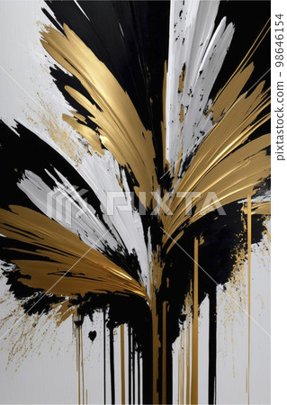 Image material: White, black and gold illustrations of plants Image material: White, black and gold illustrations of plants 98646154