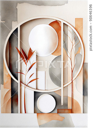 圖像素材： 平靜的大地色中的抽像水彩紋理背景 98646396