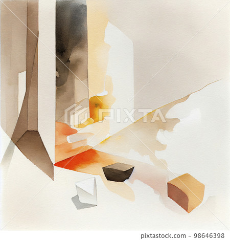 圖像素材： 平靜的大地色中的抽像水彩紋理背景 98646398